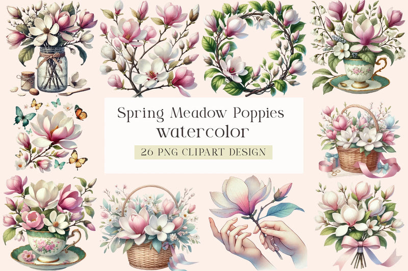Spring Meadow Poppies Clipart Bundle - CraftNest - Digital Crafting and Art