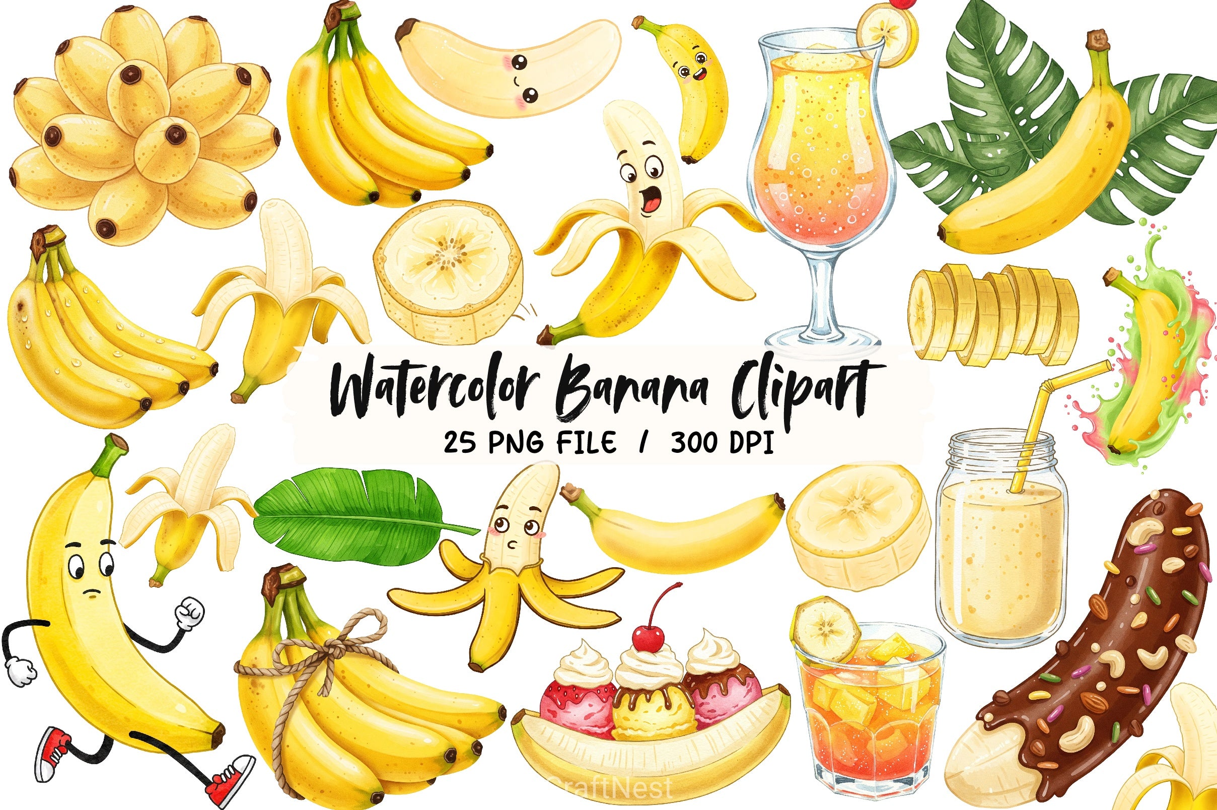 Banana Clipart Bundle 1 - CraftNest - Digital Crafting and Art