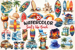 Surfs Up Beach Summer Clipart Bundle - CraftNest - Digital Crafting and Art