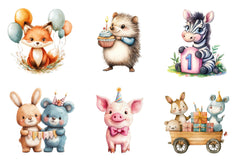Birthday Baby Animal Birthday Clipart Bundle - CraftNest - Digital Crafting and Art