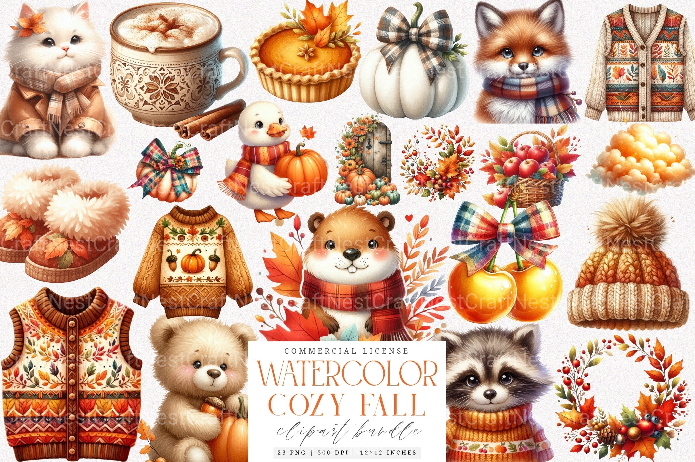Cozy Fall Autumn Clipart Bundle - CraftNest - Digital Crafting and Art