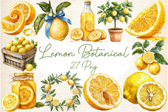 Mediterranean Lemon Botanical Clipart Bundle 4 - CraftNest - Digital Crafting and Art