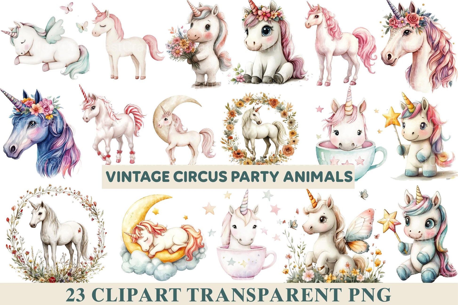 White Unicorns Clipart - CraftNest - Digital Crafting and Art