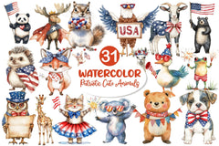 Patriotic Cute Animals Clipart Bundle - CraftNest - Digital Crafting and Art