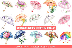 Spring Flowers Umbrella Clipart Bundle - CraftNest - Digital Crafting and Art