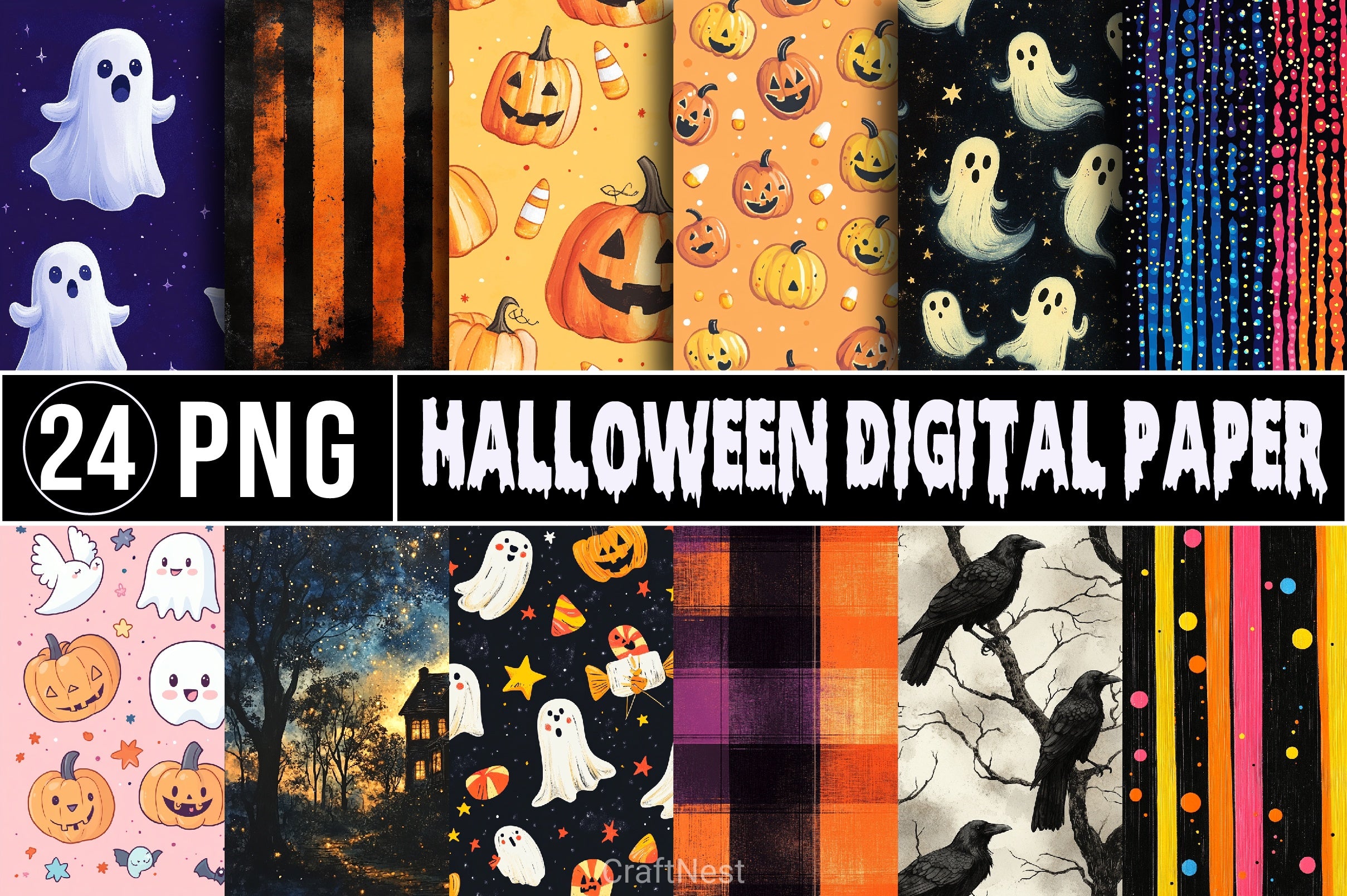 Halloween Digital Paper Pack 4 - CraftNest - Digital Crafting and Art