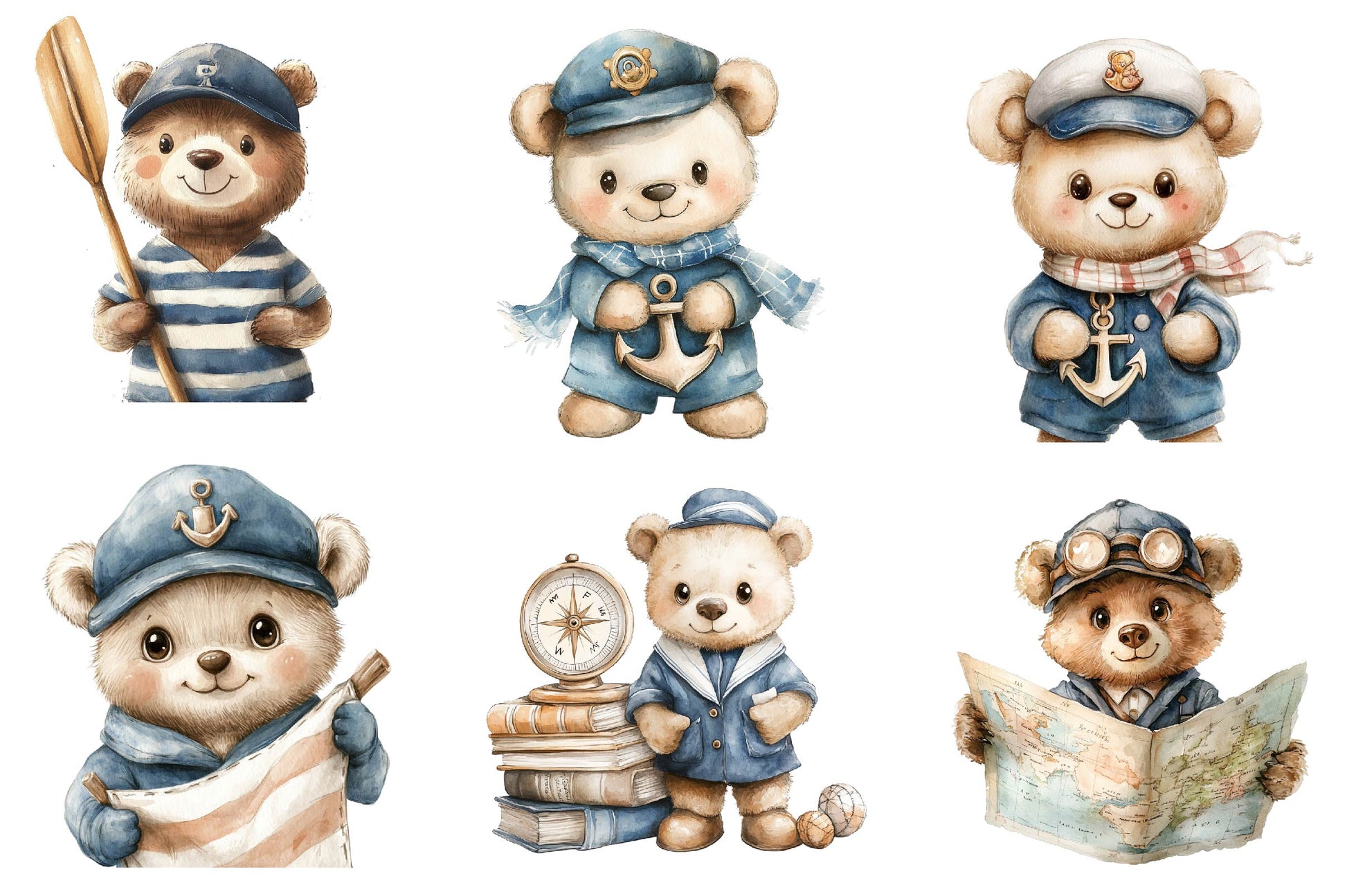 Bear Sailor Nautical Clipart Bundle - CraftNest - Digital Crafting and Art