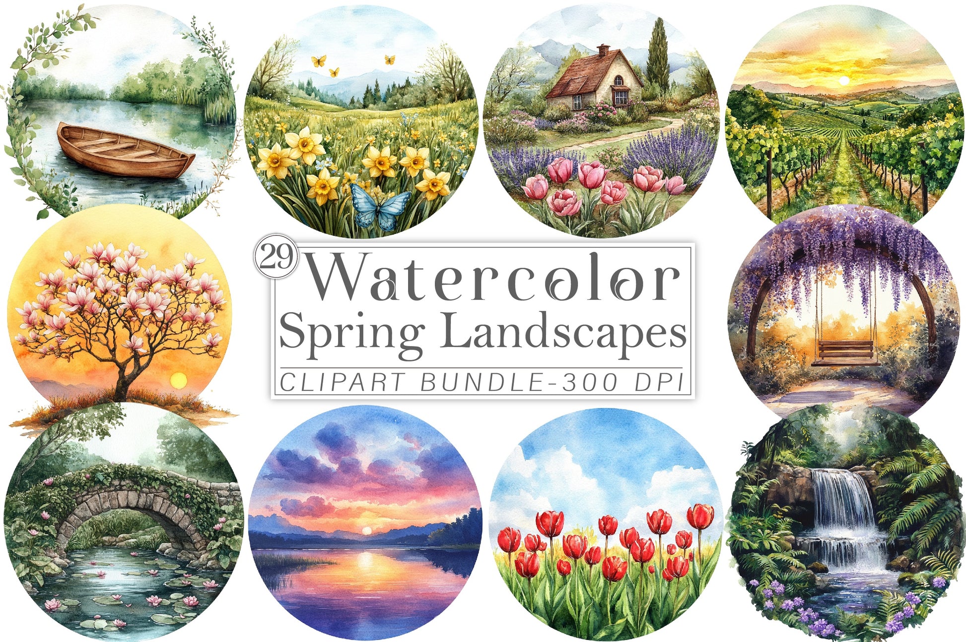 Spring Landscapes Clipart Bundle - CraftNest - Digital Crafting and Art