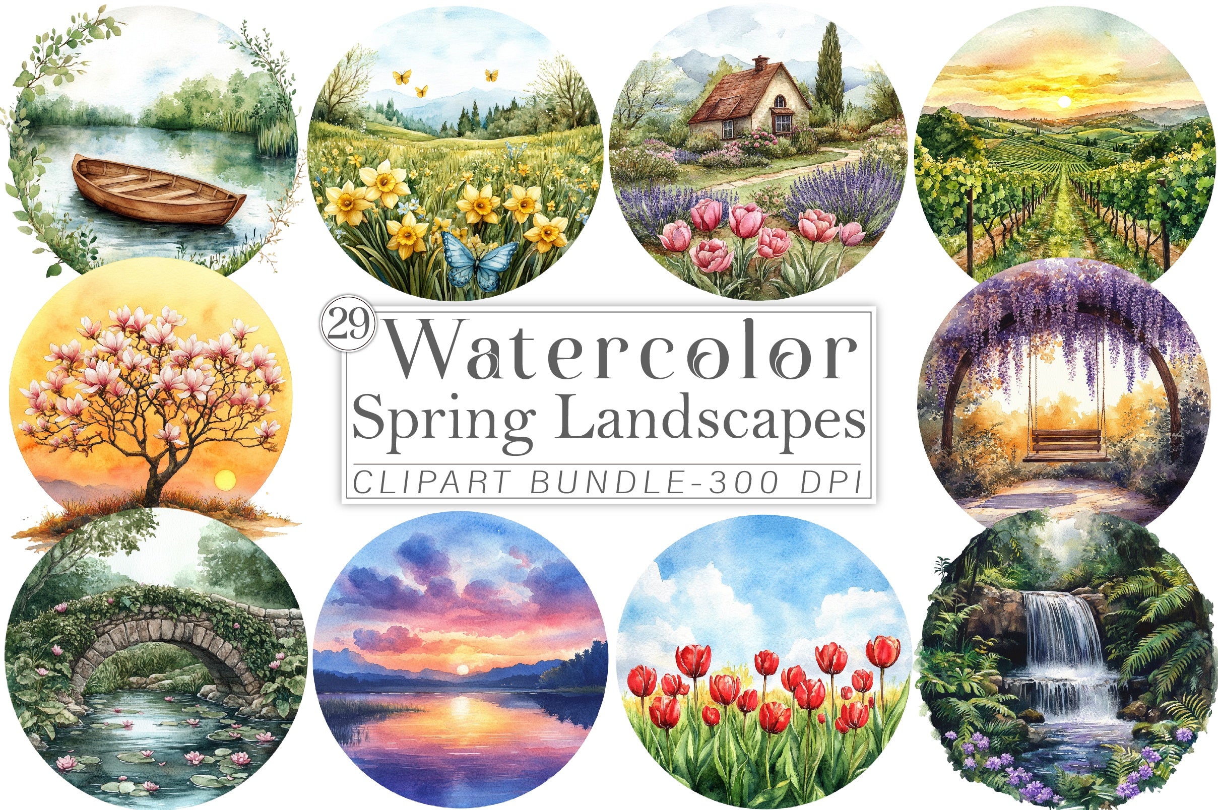Spring Landscapes Clipart Bundle - CraftNest - Digital Crafting and Art