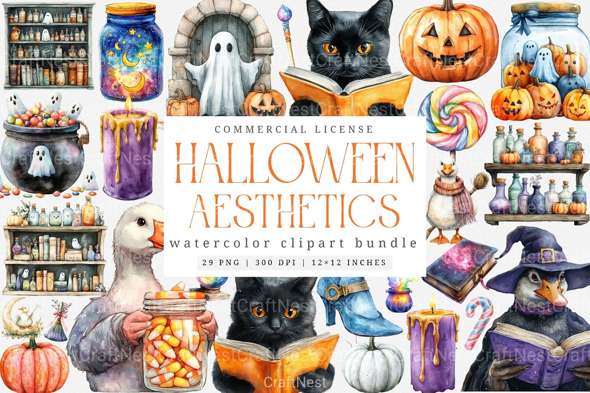 Pastel Halloween Aesthetics Clipart Bundle - CraftNest - Digital Crafting and Art