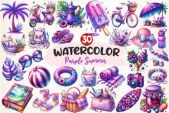 Purple Summer Clipart Bundle 4 - CraftNest - Digital Crafting and Art
