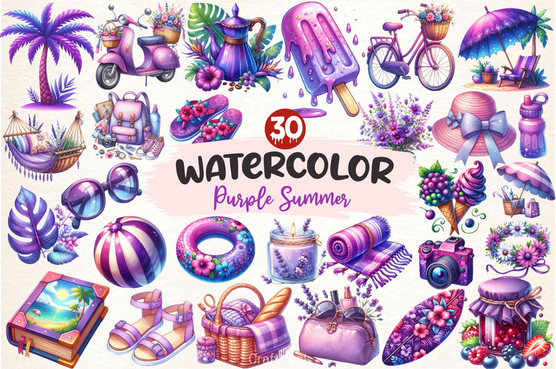 Purple Summer Clipart Bundle 4 - CraftNest - Digital Crafting and Art