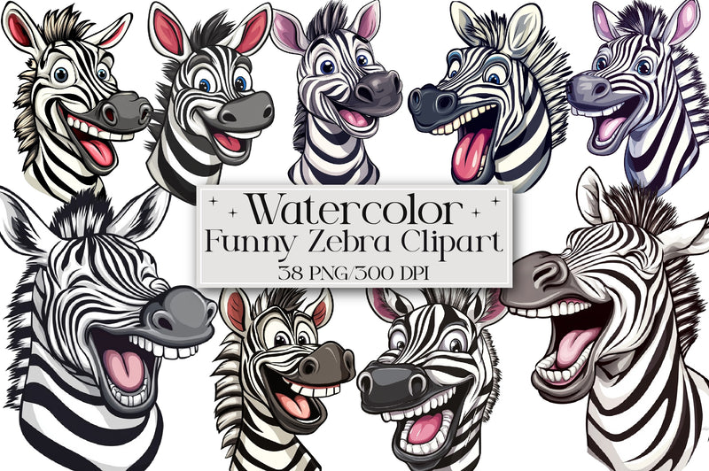 Funny Cartoon Zebra Clipart Bundle - CraftNest - Digital Crafting and Art