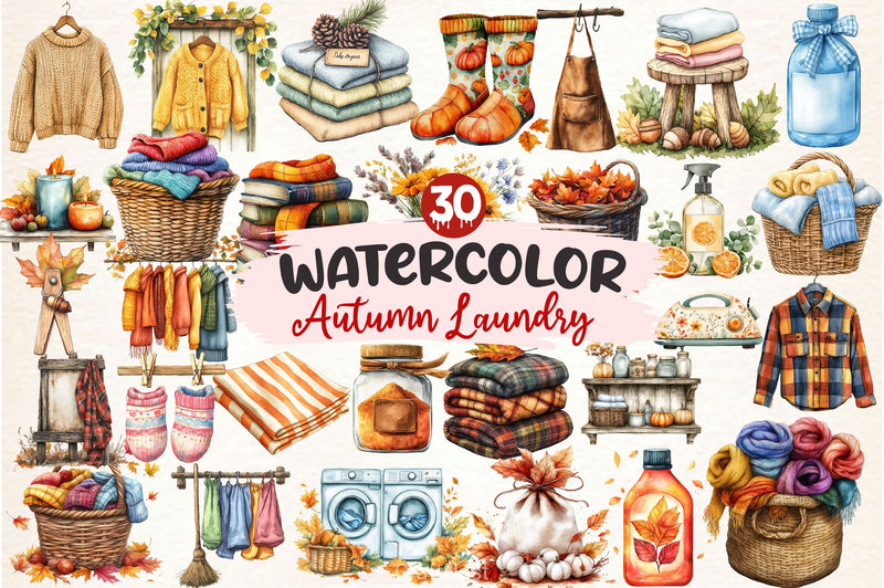 Autumn Laundry Clipart Bundle - CraftNest - Digital Crafting and Art