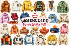 Sweater Weather Fall Clipart Bundle - CraftNest - Digital Crafting and Art