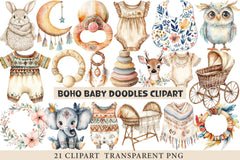 Boho Baby Doodles Clipart - CraftNest - Digital Crafting and Art