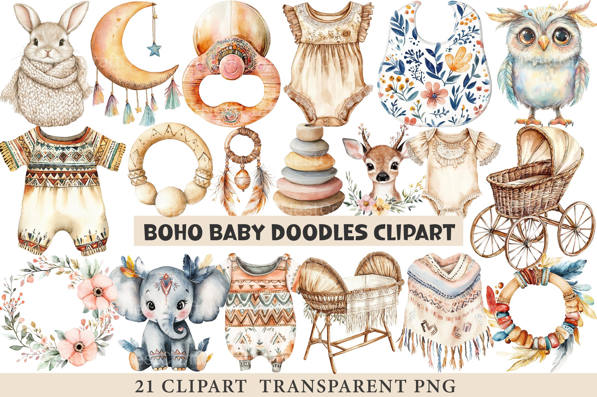 Boho Baby Doodles Clipart - CraftNest - Digital Crafting and Art