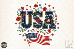 Floral Embroidery USA Retro Clipart Bundle 2 - CraftNest - Digital Crafting and Art