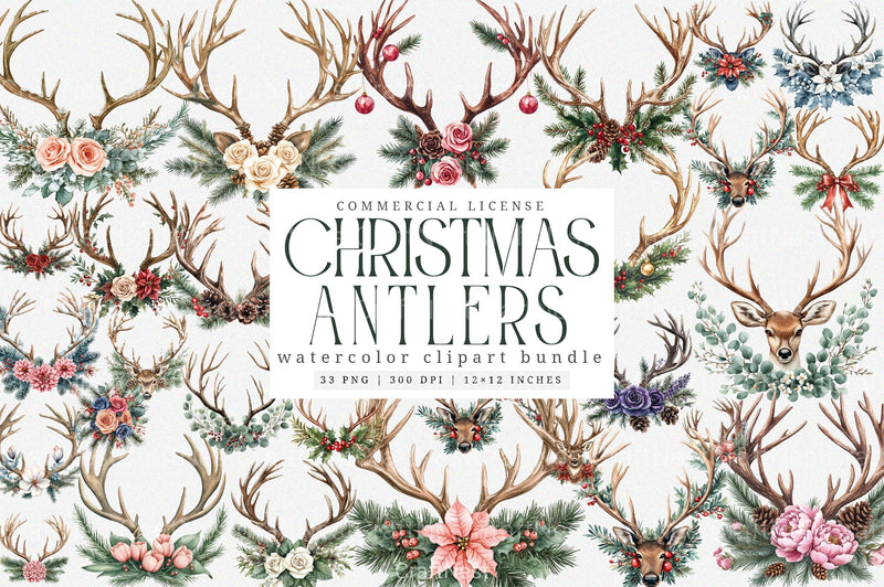 Christmas Antlers Clipart Bundle - CraftNest - Digital Crafting and Art