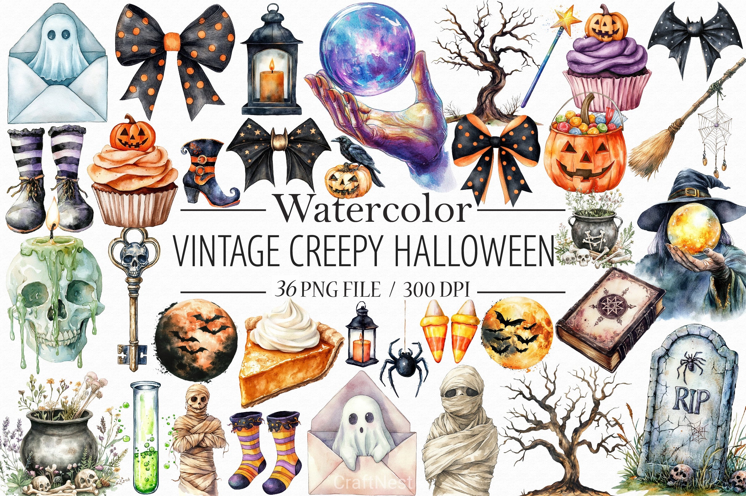 Vintage Halloween Clipart Bundle 16 - CraftNest - Digital Crafting and Art