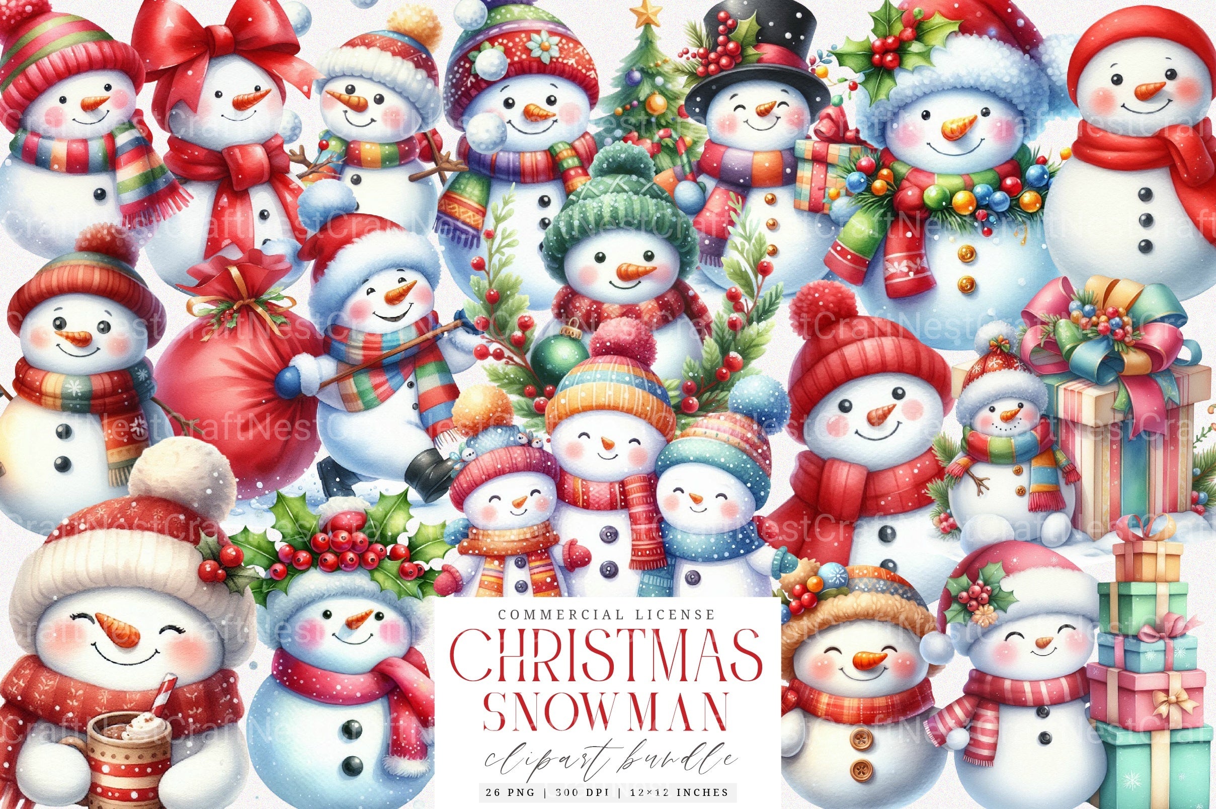 Funny Snowman Winter Clipart Bundle - CraftNest - Digital Crafting and Art