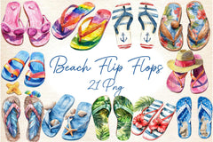 Beach Flip Flops Clipart Bundle - CraftNest - Digital Crafting and Art