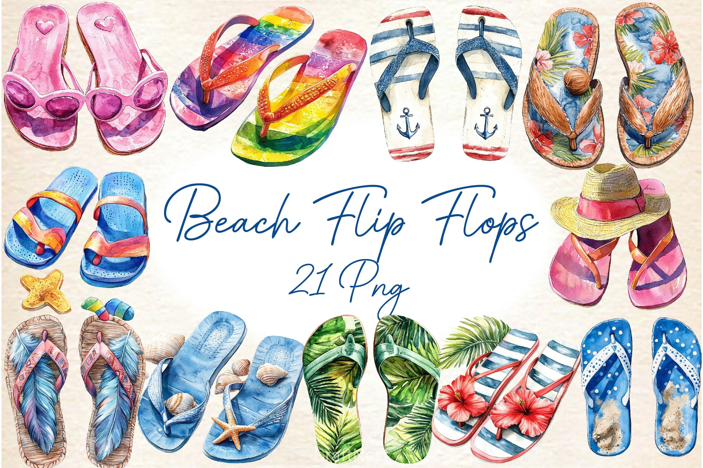 Beach Flip Flops Clipart Bundle - CraftNest - Digital Crafting and Art
