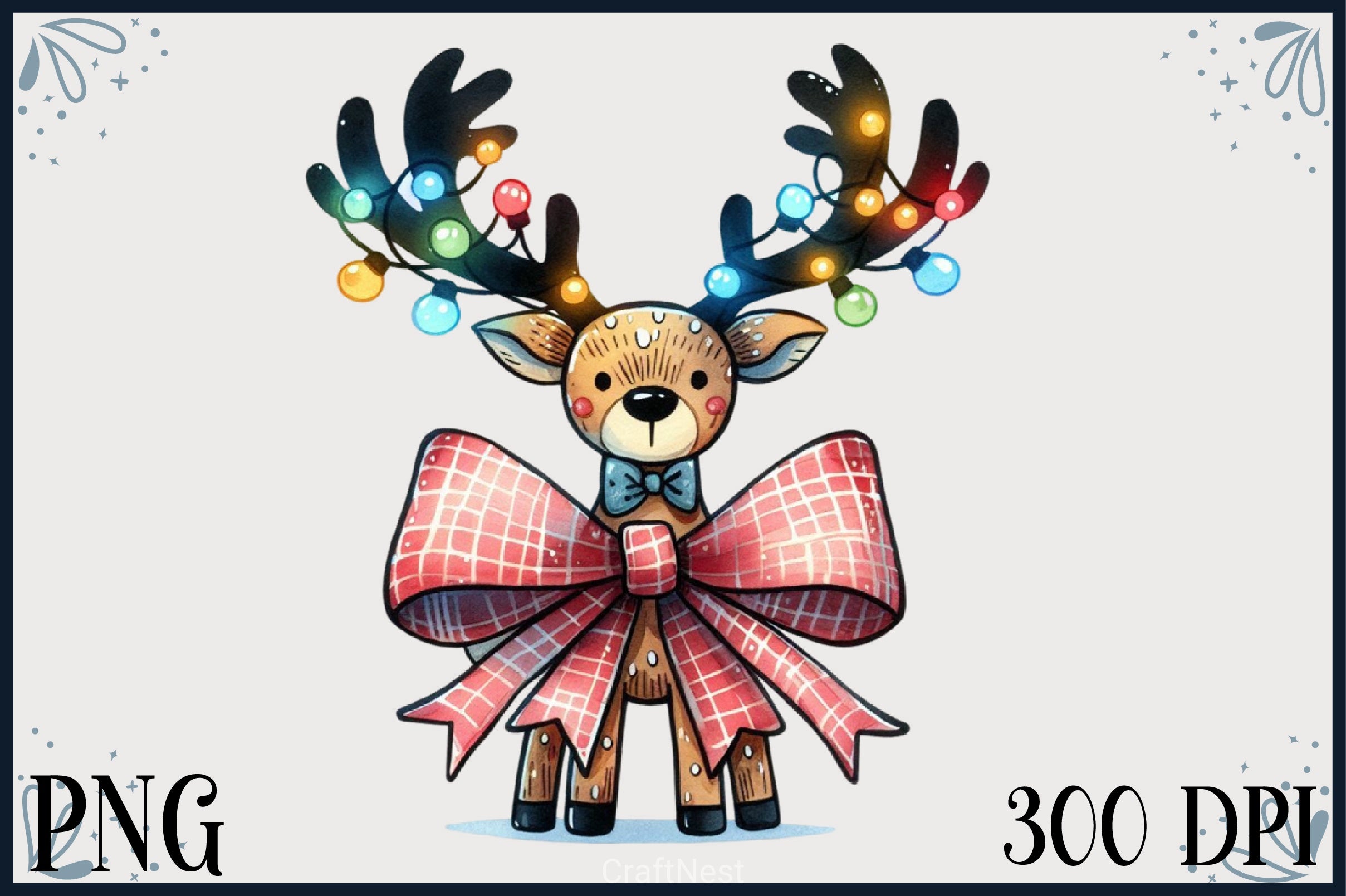 Christmas Reindeer Bow Clipart Bundle 2 - CraftNest - Digital Crafting and Art