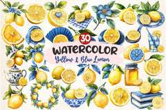 Yellow Blue Lemon Clipart Bundle - CraftNest - Digital Crafting and Art