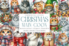 Christmas Maine Coon Cat Clipart Bundle - CraftNest - Digital Crafting and Art