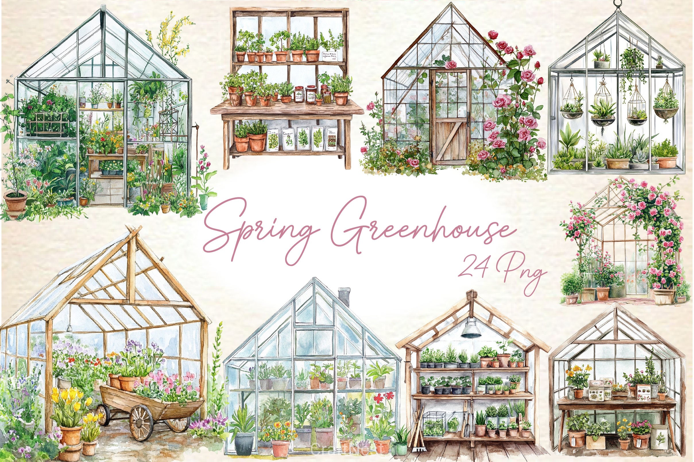 Spring Greenhouse Clipart Bundle 2 - CraftNest - Digital Crafting and Art