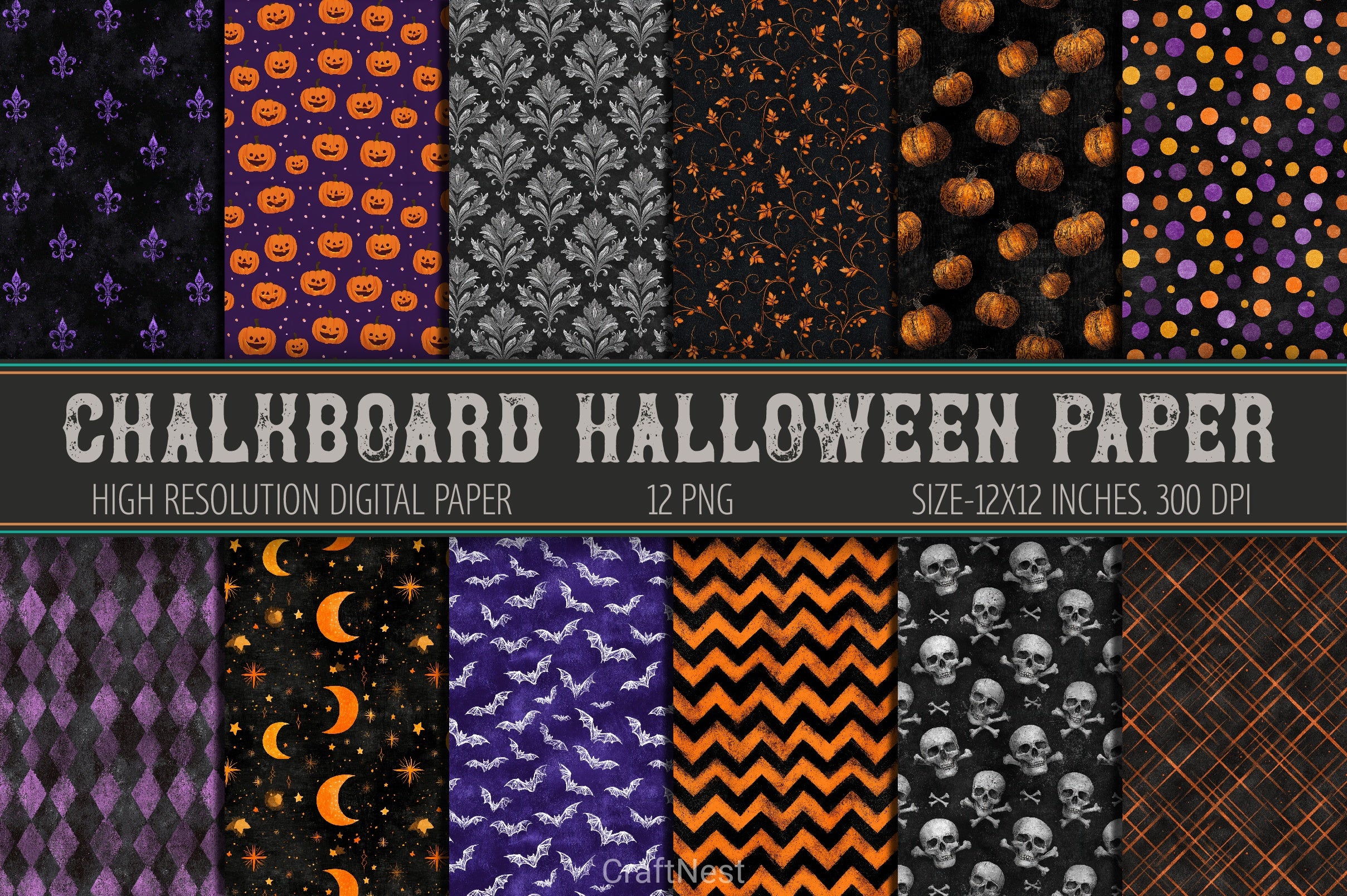Chalkboard Halloween Clipart Bundle - CraftNest - Digital Crafting and Art