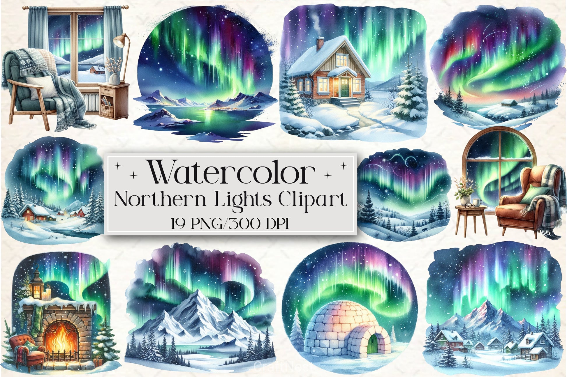 Northern Lights Clipart Bundle - CraftNest - Digital Crafting and Art