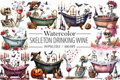 Skeleton Wine Clipart Bundle - CraftNest - Digital Crafting and Art