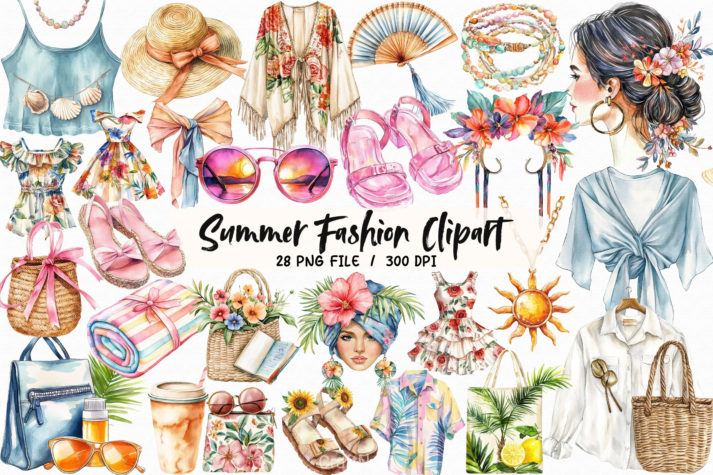 Summer Fashion Clipart Bundle - CraftNest - Digital Crafting and Art