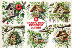 Rustic Bird Feeder Clipart Bundle - CraftNest - Digital Crafting and Art
