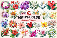 Hawaiian Flowers Clipart Bundle - CraftNest - Digital Crafting and Art