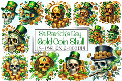 St Patrick Gold Coin Skull Clipart Bundle - CraftNest - Digital Crafting and Art