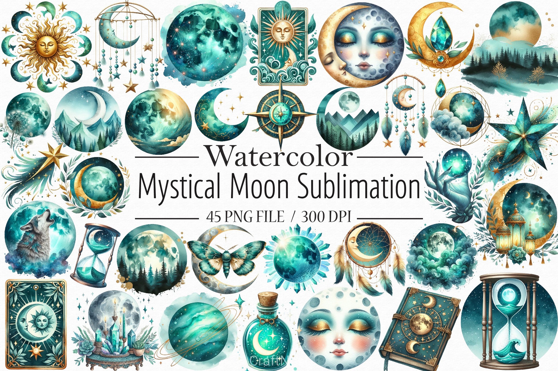 Mystical Moon Clipart Bundle - CraftNest - Digital Crafting and Art