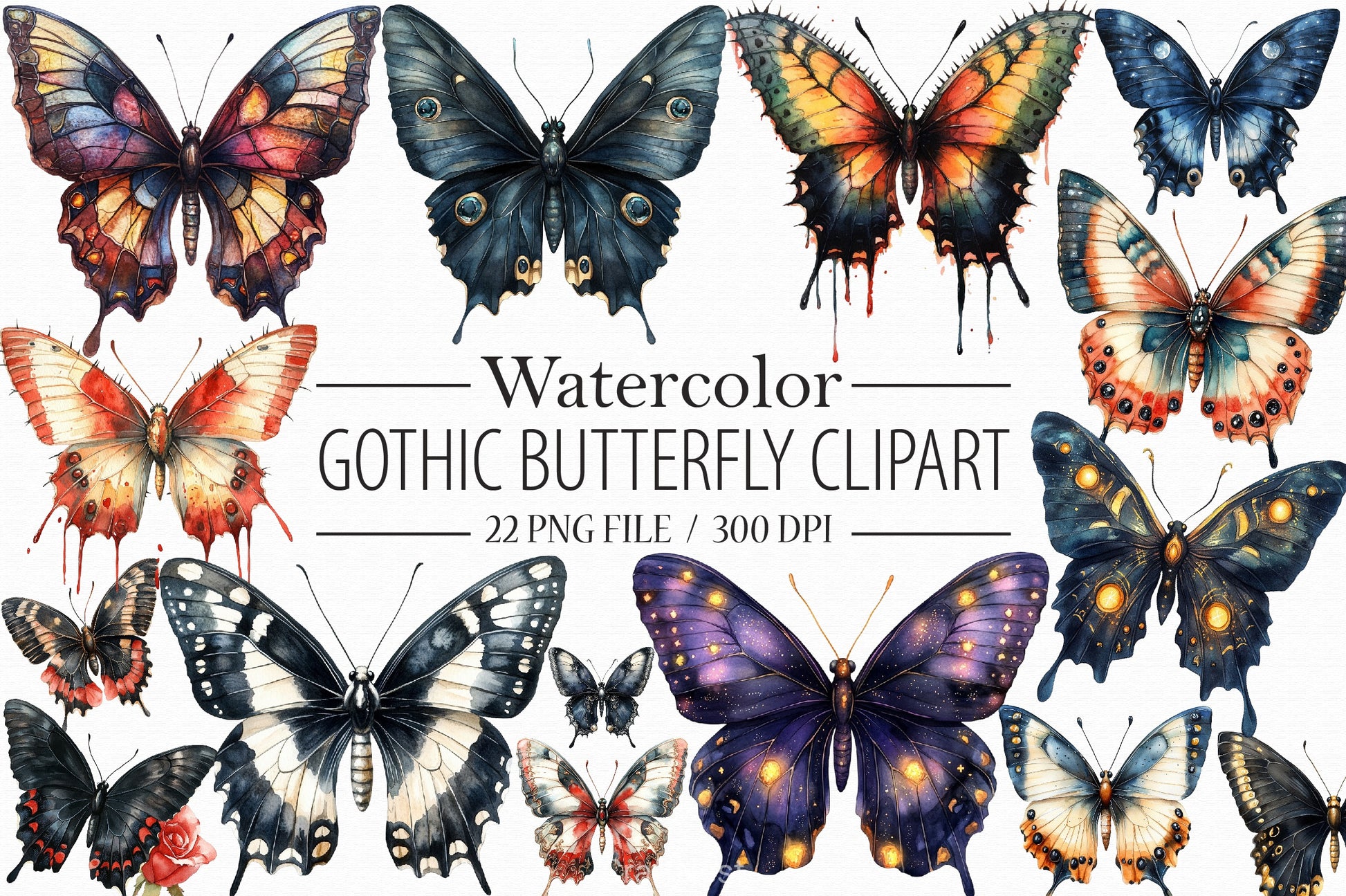 Gothic Butterfly Clipart Bundle 4 - CraftNest - Digital Crafting and Art