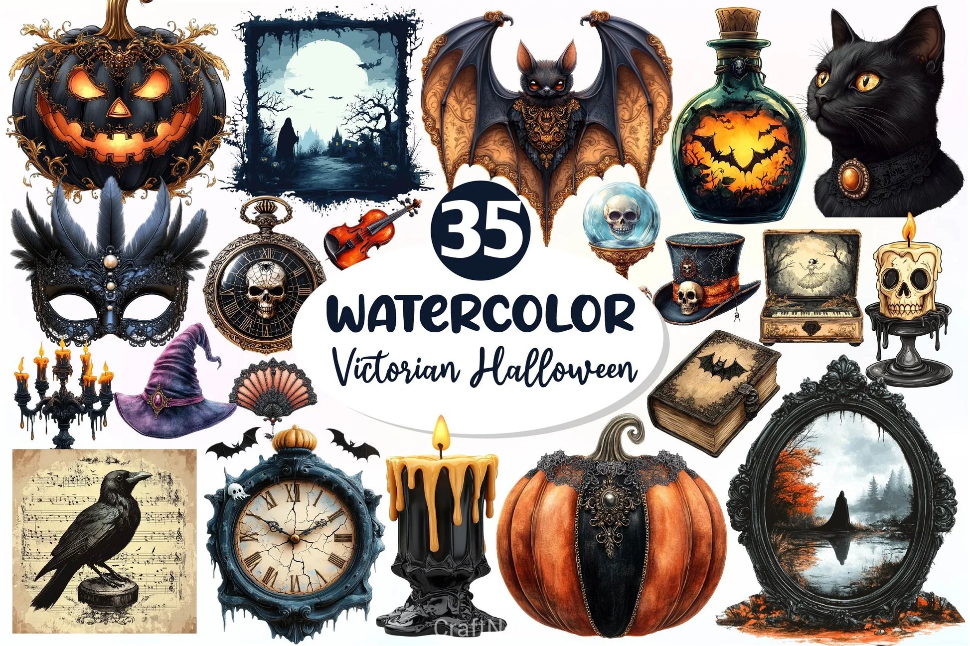 Victorian Halloween Clipart Bundle - CraftNest - Digital Crafting and Art