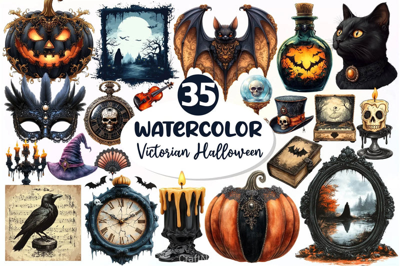 Victorian Halloween Clipart Bundle - CraftNest - Digital Crafting and Art