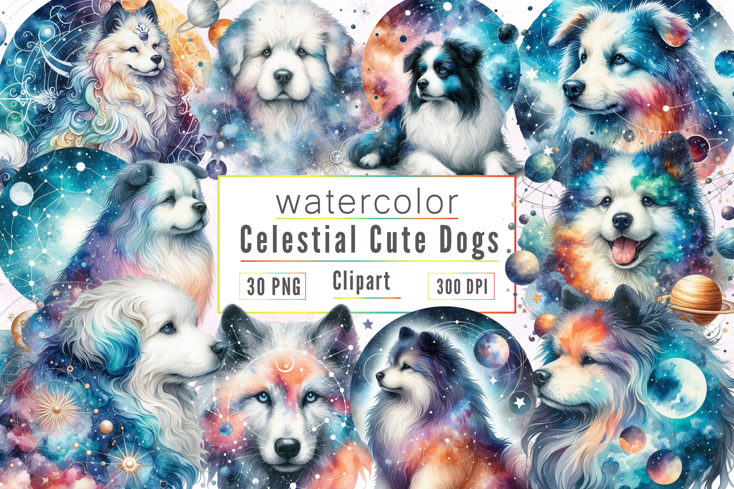Celestial Dog Clipart Bundle - CraftNest - Digital Crafting and Art