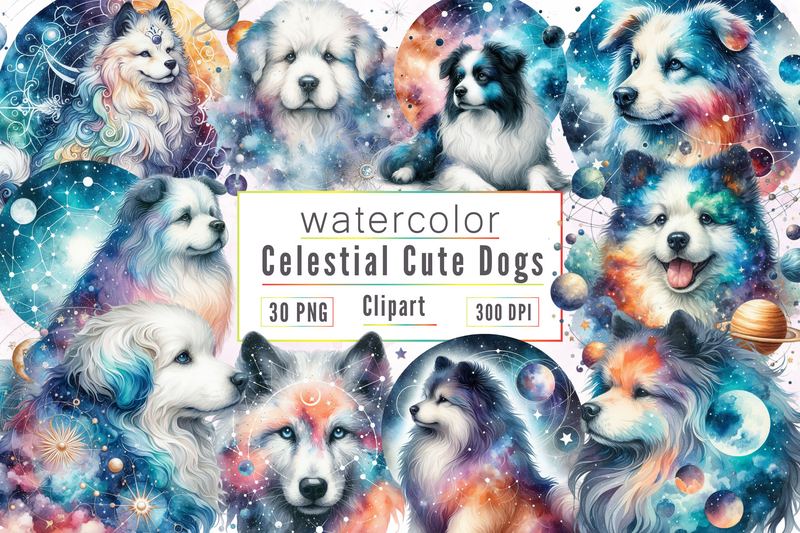 Celestial Dog Clipart Bundle - CraftNest - Digital Crafting and Art