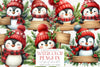 Christmas Penguin Watercolor Clipart Bundle