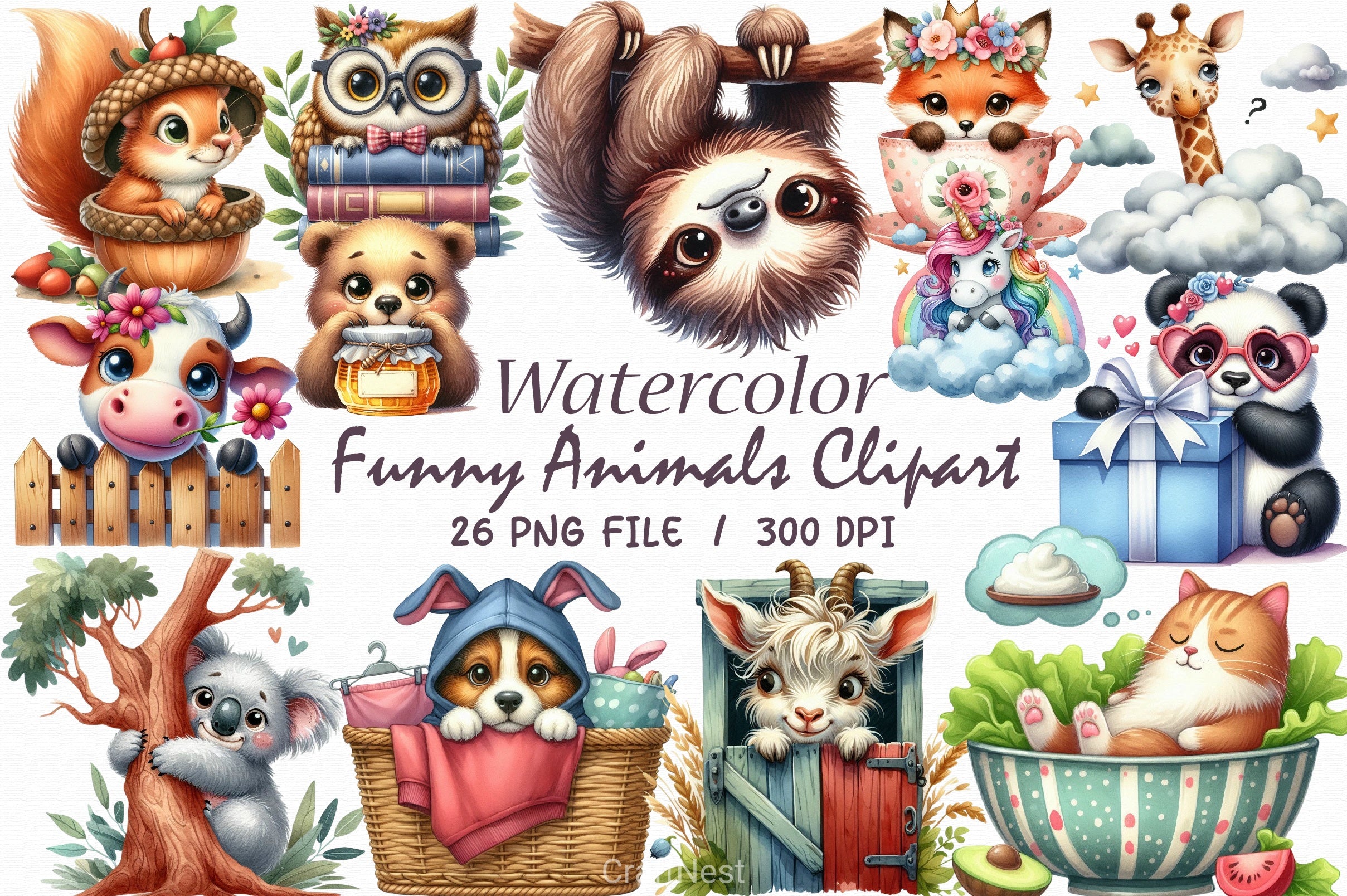 Funny Animals Clipart Bundle - CraftNest - Digital Crafting and Art
