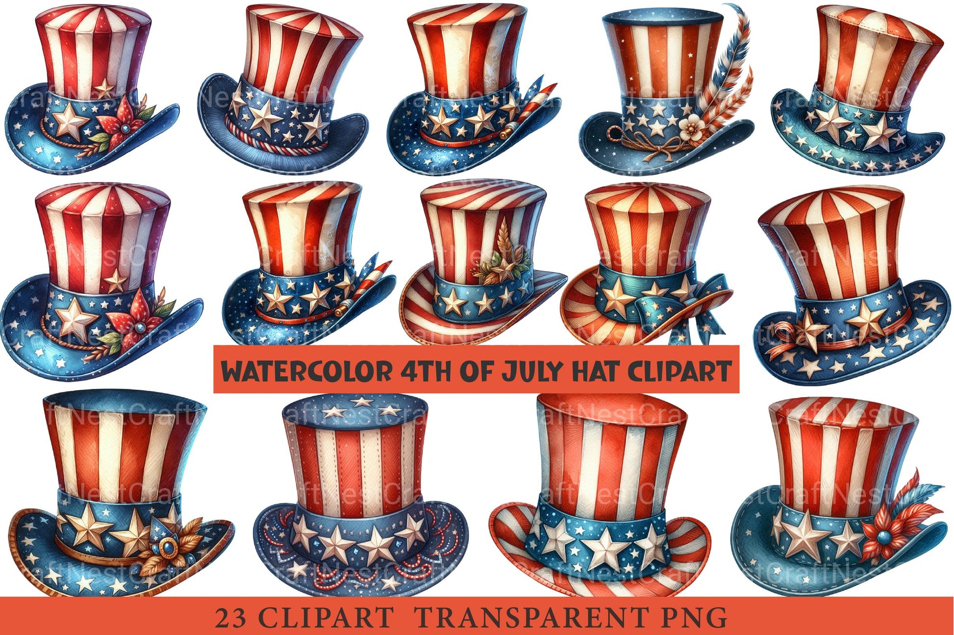 4th of July Hat Clipart - CraftNest - Digital Crafting and Art