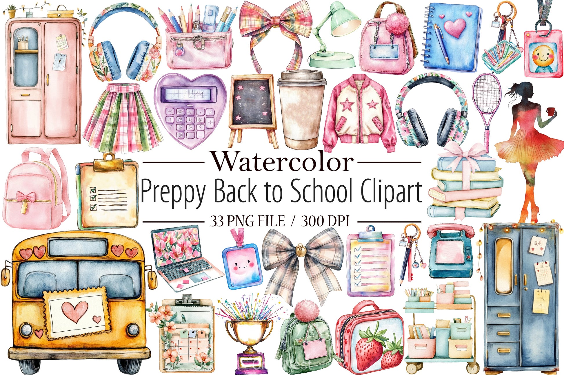 Preppy Back To School Clipart Bundle - CraftNest - Digital Crafting and Art