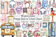 Preppy Back To School Clipart Bundle - CraftNest - Digital Crafting and Art