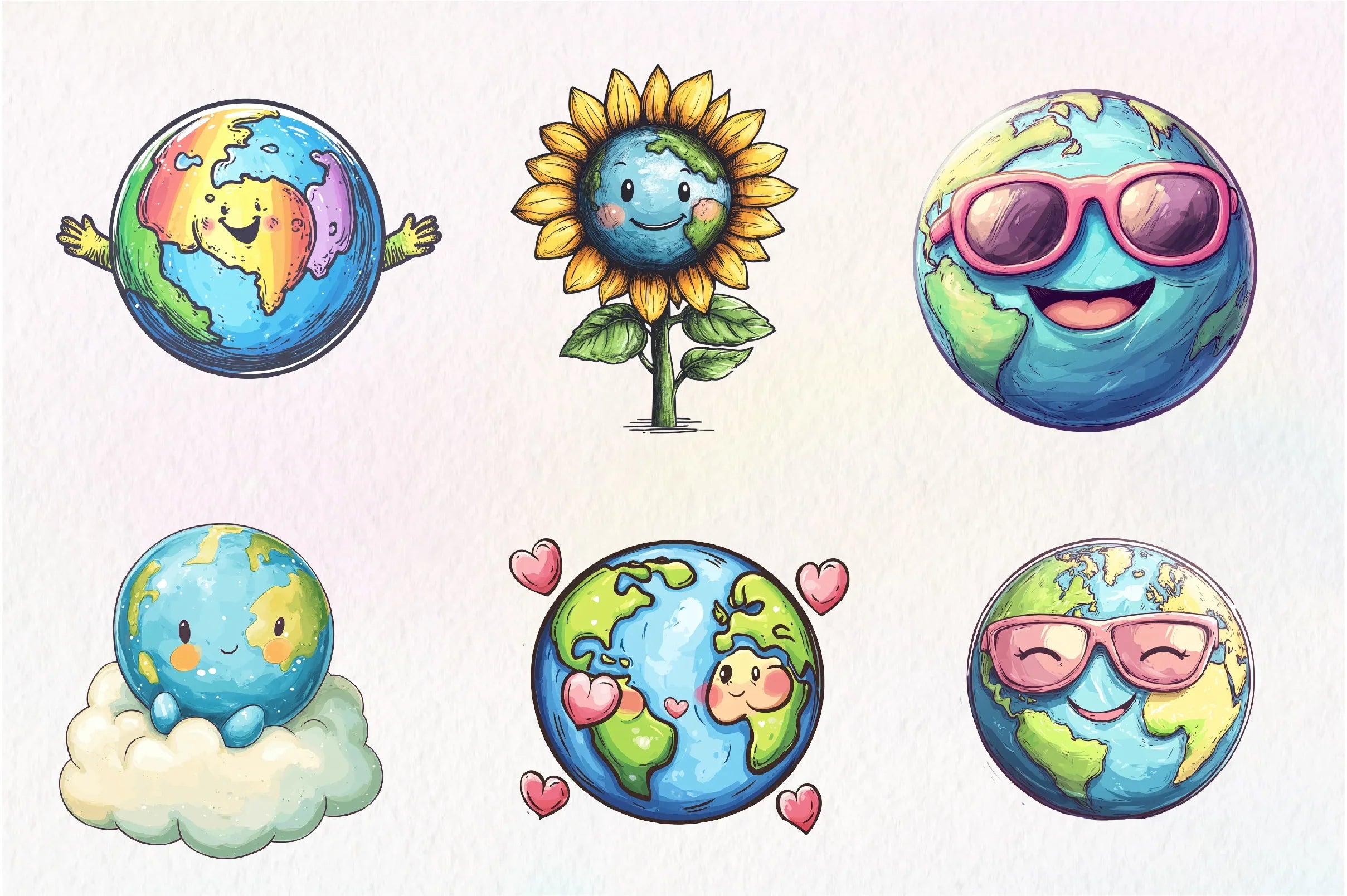 Cute Earth Clipart Bundle - CraftNest - Digital Crafting and Art
